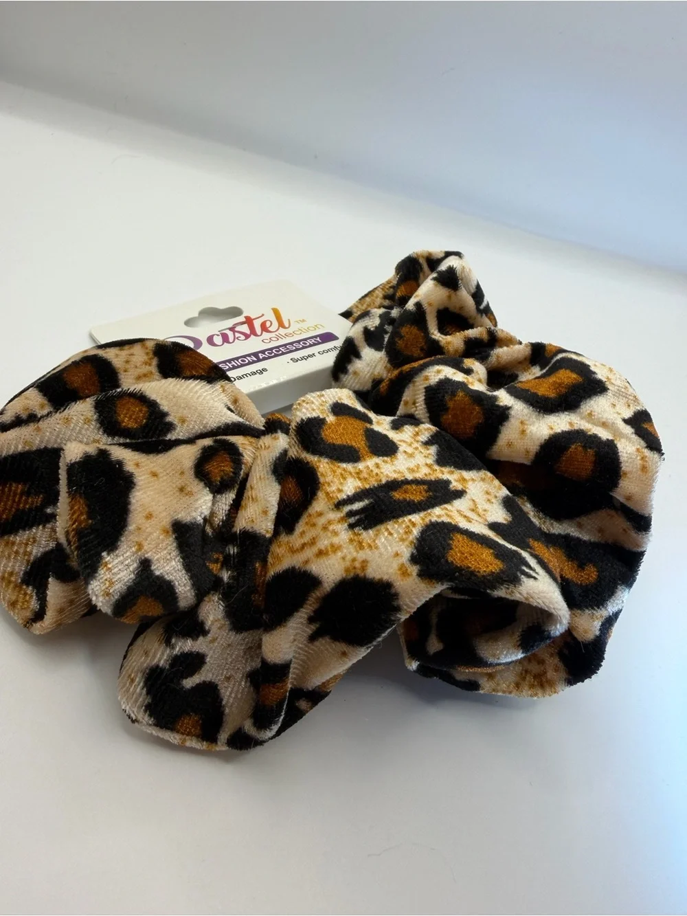 Pastel Collection Leopard Print Velvet Scrunchie Hair Tie NWT